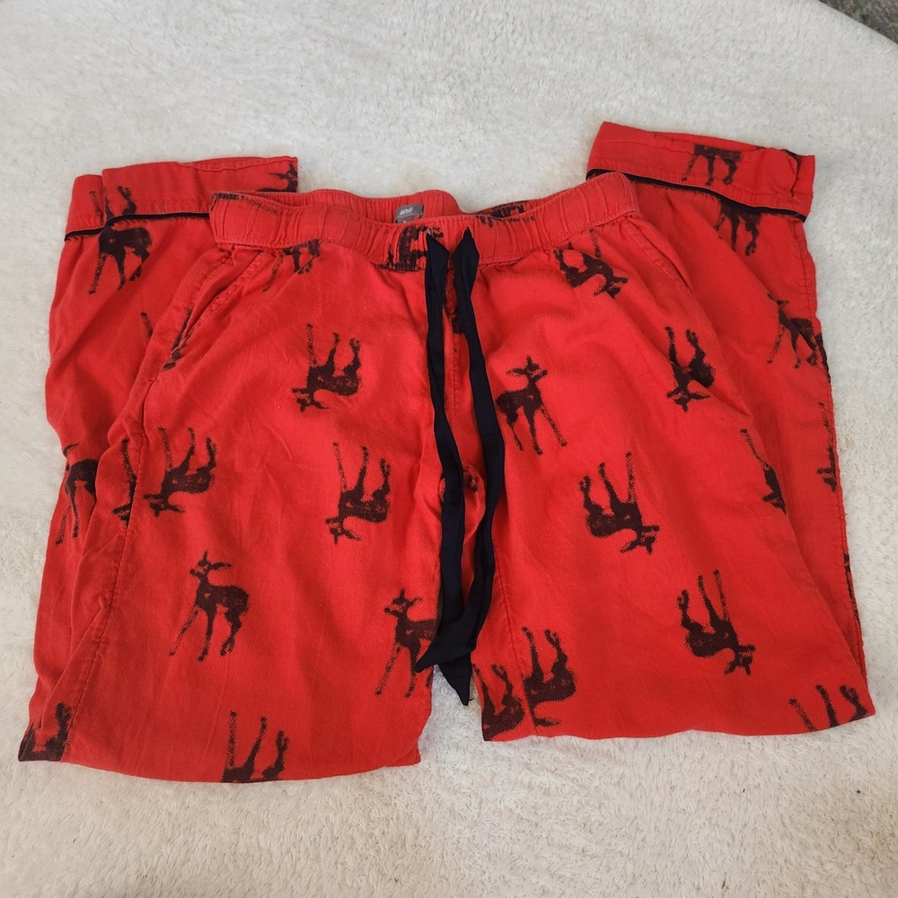 Aerie Womens Red Reindeer Print‎ Pajama Pants XS Cotton Blend Lounge Bottoms